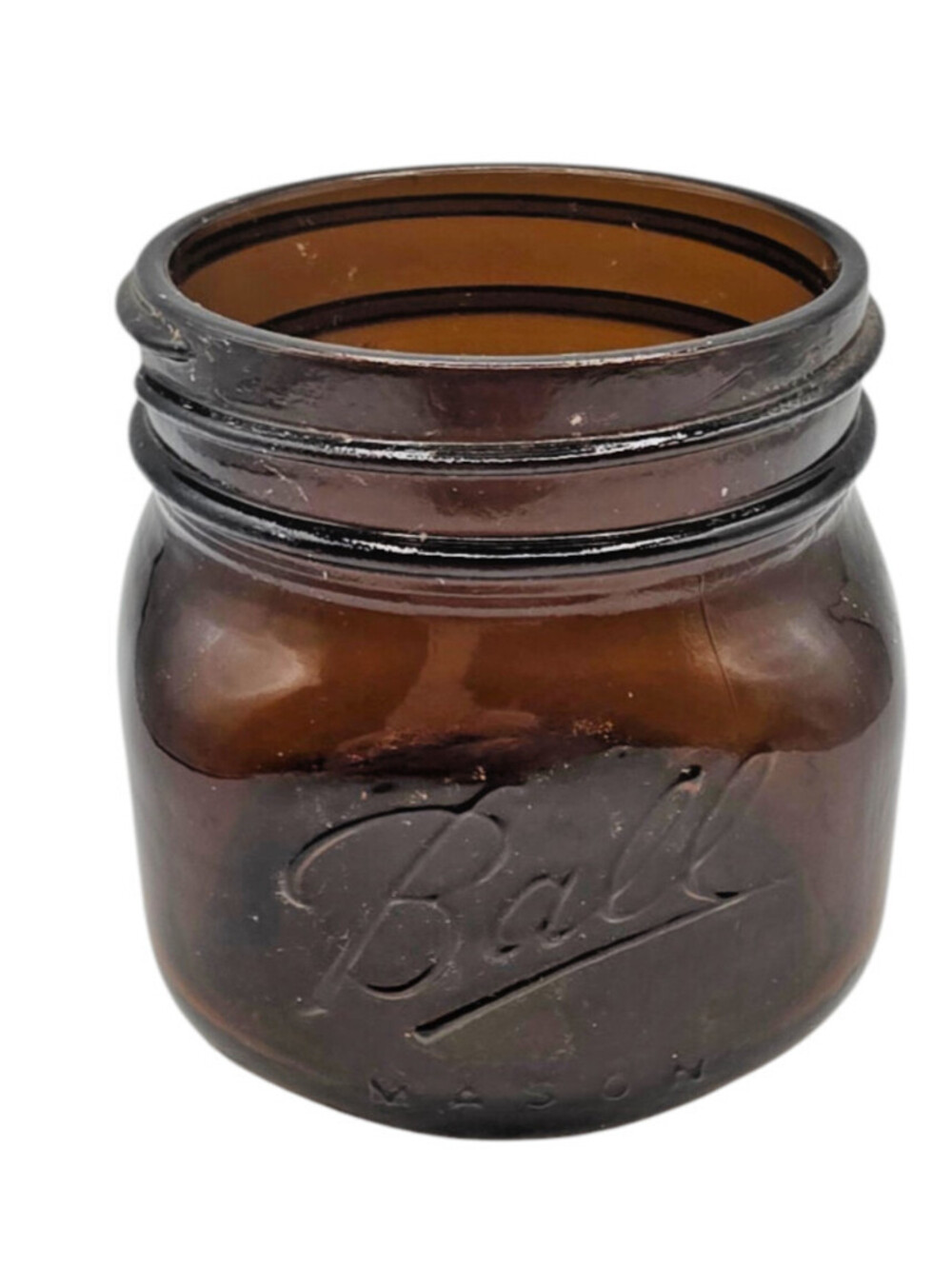 Vintage Amber glass wide-mouth mason jar by Ball